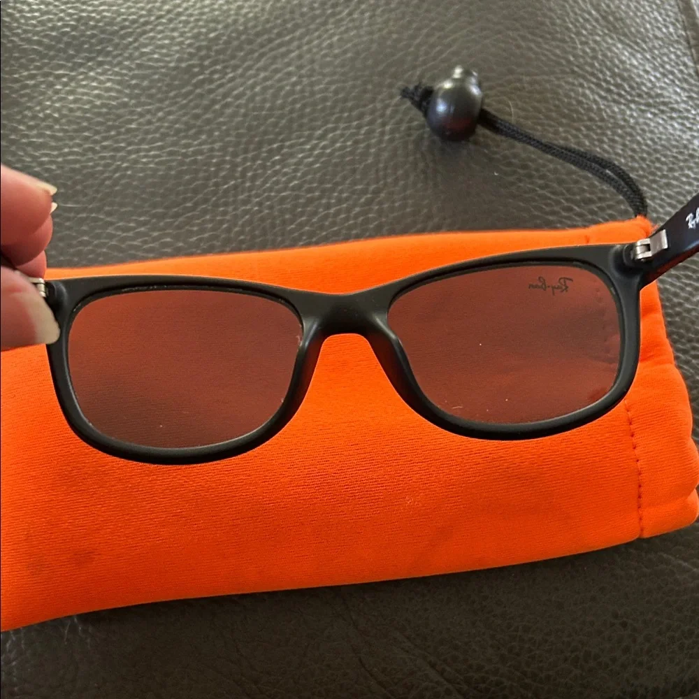Ray-Ban Wayfarer Matte Black Kids Sunglasses with Reflective Blue Lenses